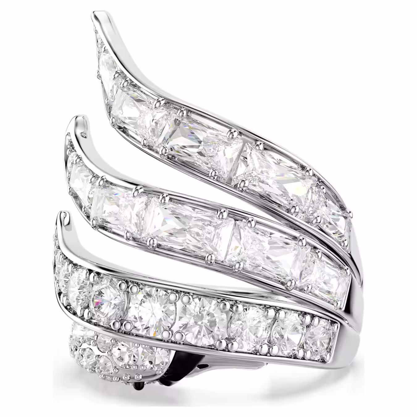 anello-cocktail-vienna--taglio-misto--cigno--bianco--placcato-rodio-swarovski-5762206