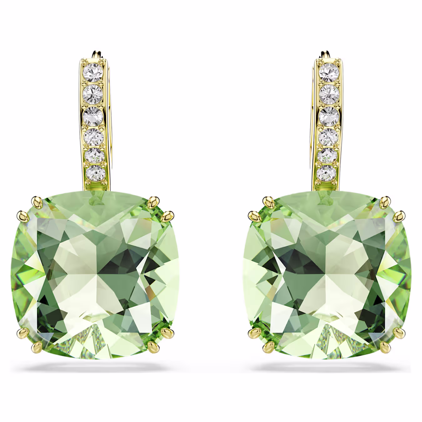 orecchini-pendenti-millenia--taglio-cushion--verdi--finitura-oro-18k-swarovski-5764822